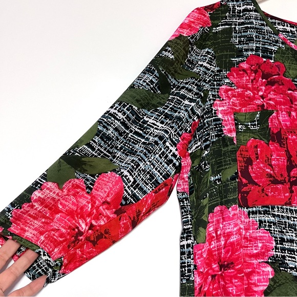 Fig & Flower Women’s Floral Print Hi-low Popover Tunic Small Longline Red Black - Picture 7 of 11